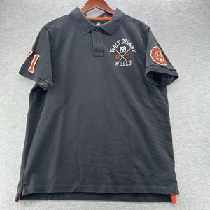 DISNEY Walt Disney World 1971 Logo Black Short Sleeve Polo Shirt Size XL (A47)